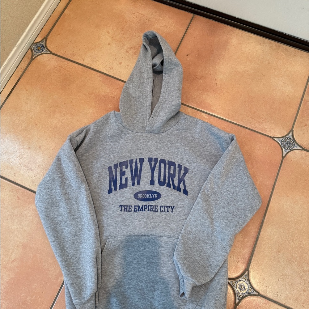 SHEIN Gray Collegiate Sweatshirt Hoodie